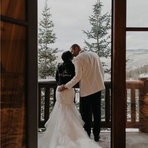 David's Bridal “Just Married” Black Jacket